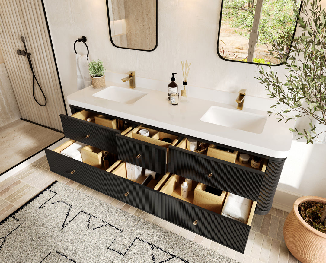 Hampton Floating 72 in. W x 22 in. D Double Sink Bathroom Vanity