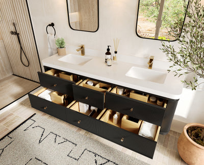 Hampton Floating 72 in. W x 22 in. D Double Sink Bathroom Vanity
