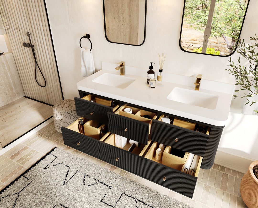 Hampton Floating 60 in. W x 22 in. D Double Sink Bathroom Vanity