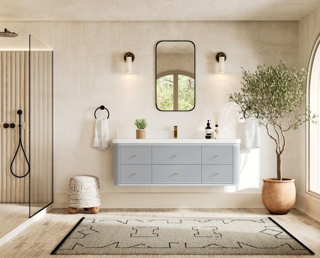 Hampton Floating 60 in. W x 22 in. D Single Sink Bathroom Vanity