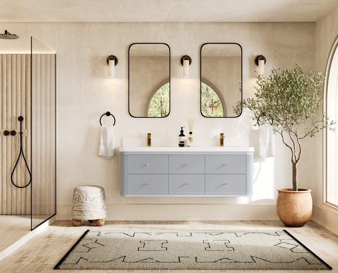 Hampton Floating 60 in. W x 22 in. D Double Sink Bathroom Vanity