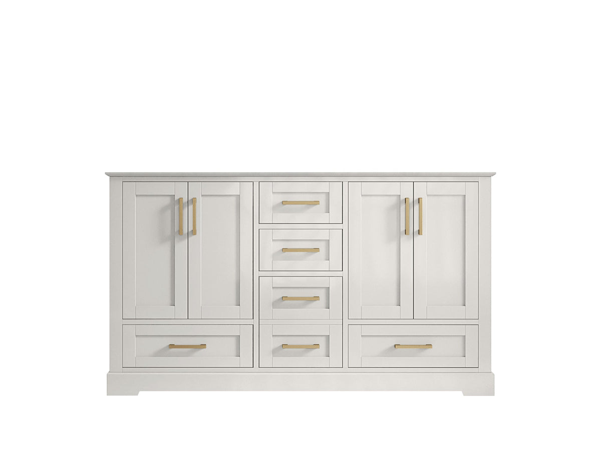 Boston 60 in. W x 22 in. D Double Sink Bathroom Vanity in Alabaster with Countertop - Cabinet Only