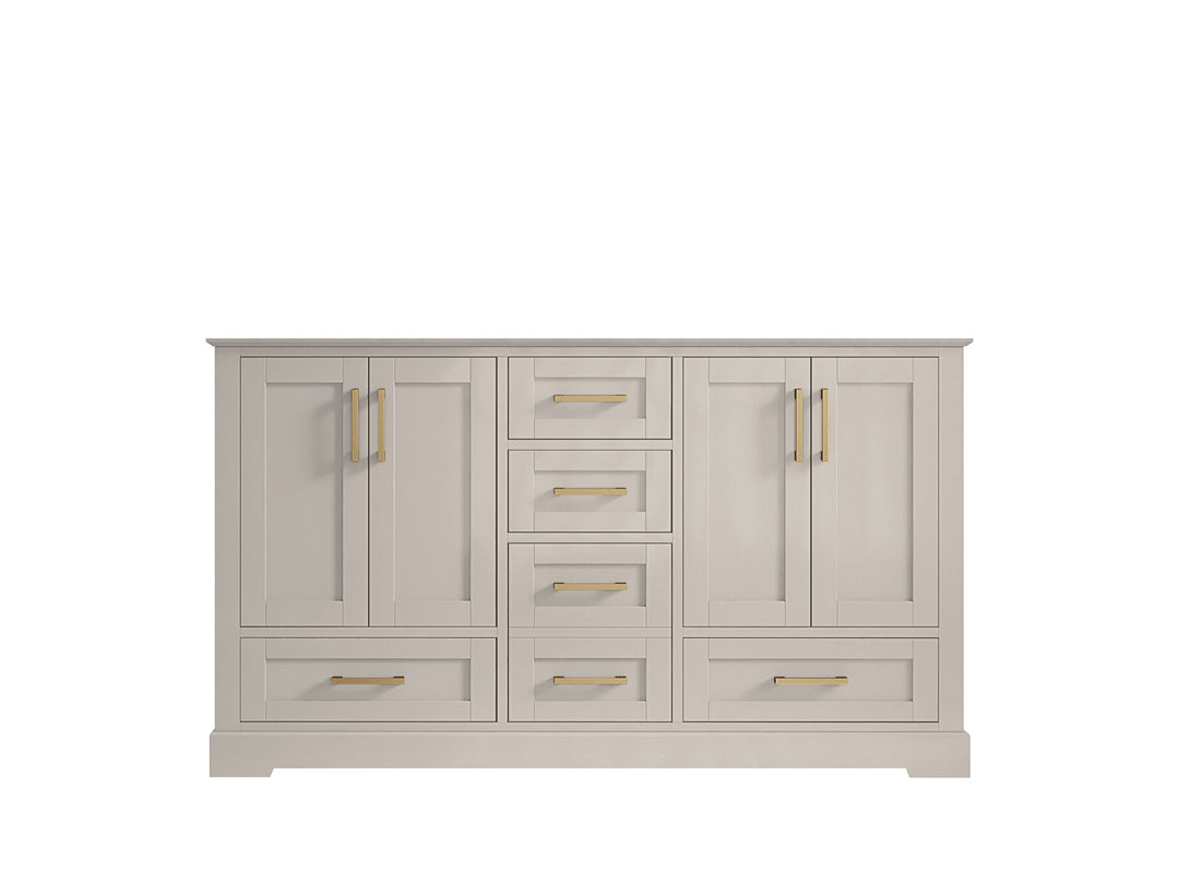Boston 60 in. W x 22 in. D Double Sink Bathroom Vanity in Fine Grain with Countertop - Cabinet Only
