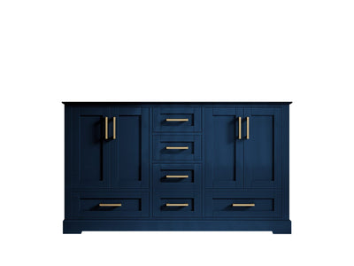 Boston 60 in. W x 22 in. D Double Sink Bathroom Vanity in Navy Blue with Countertop - Cabinet Only