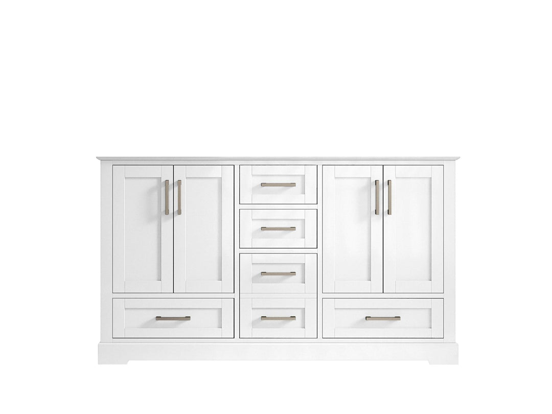 Boston 60 in. W x 22 in. D Double Sink Bathroom Vanity in White with Countertop - Cabinet Only
