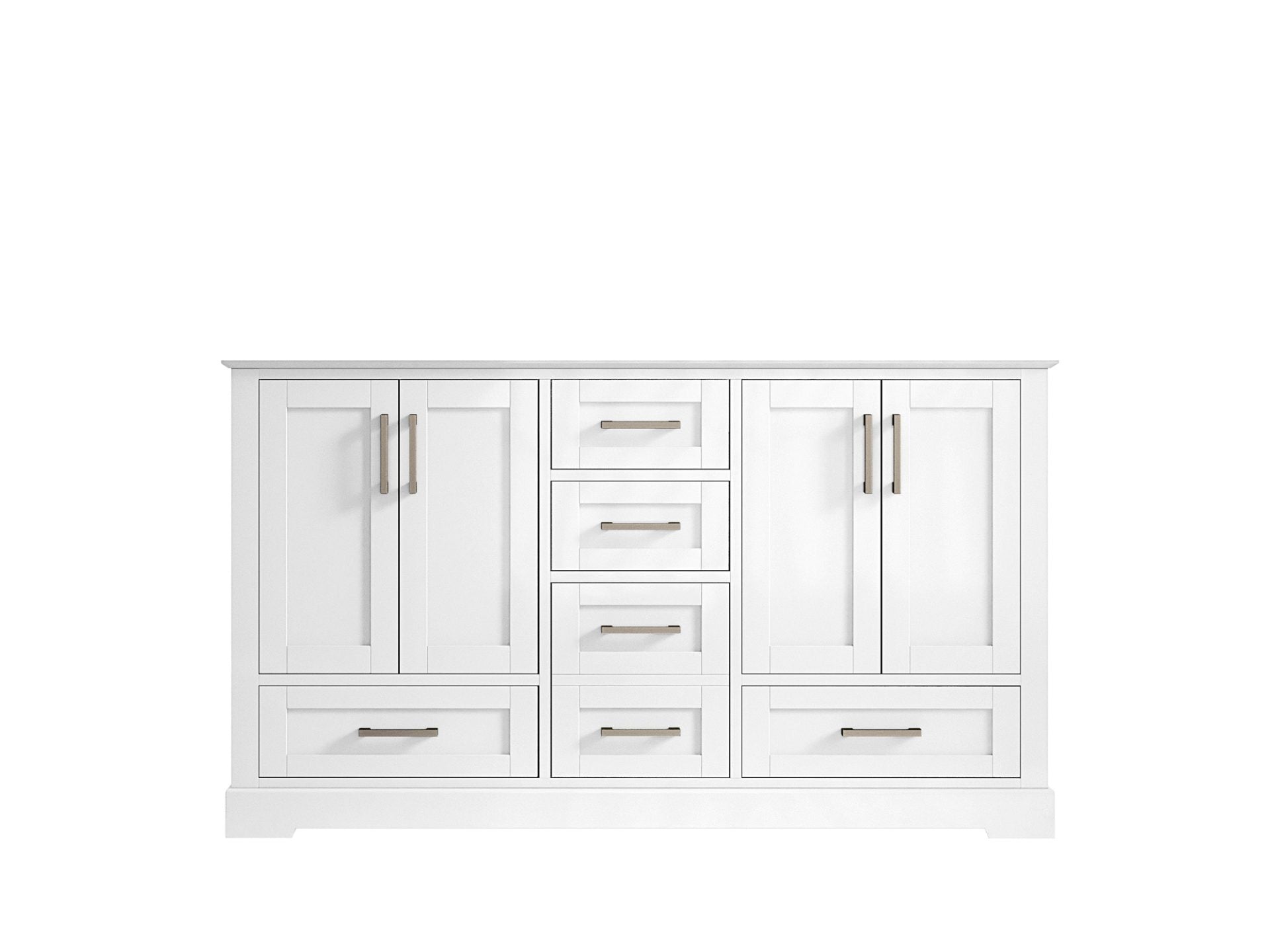 Boston 60 in. W x 22 in. D Double Sink Bathroom Vanity in White with Countertop - Cabinet Only