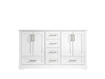 Boston 60 in. W x 22 in. D Double Sink Bathroom Vanity in White with Countertop - Cabinet Only