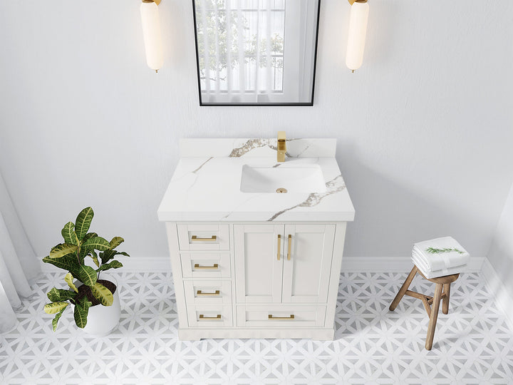 Boston 36 in. W x 22 in. D Right Offset Sink Bathroom Vanity - photo 18