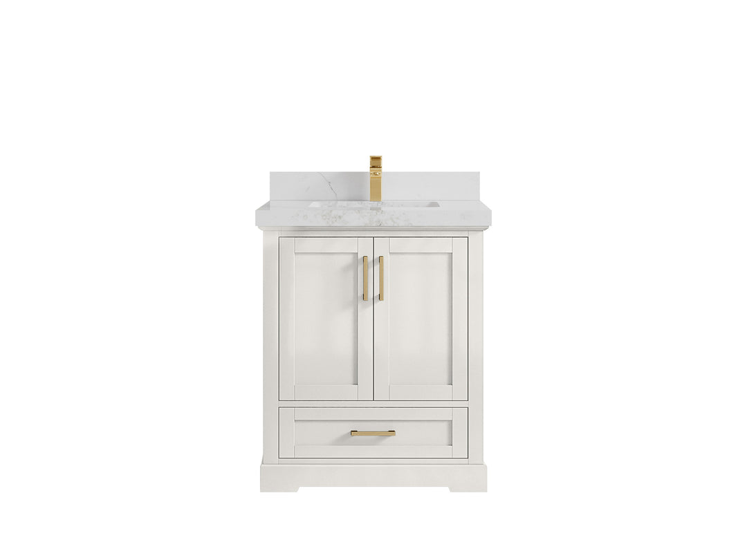 Boston 30 in. W x 22 in. D Single Sink Bathroom Vanity in Alabaster with 2 in Calacatta Nuvo Countertop