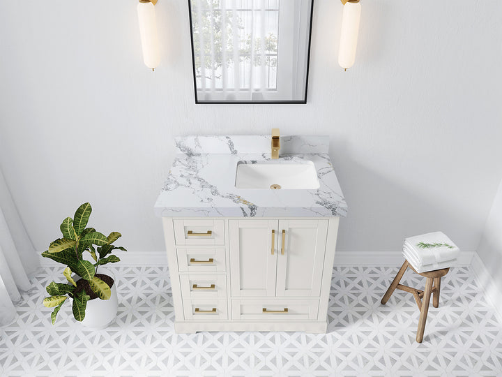 Boston 36 in. W x 22 in. D Right Offset Sink Bathroom Vanity - photo 24