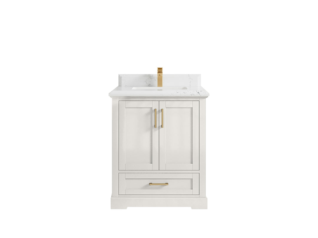 Boston 30 in. W x 22 in. D Single Sink Bathroom Vanity in Alabaster with 1.5 in Double Cove Edge Empira White Quartz Countertop
