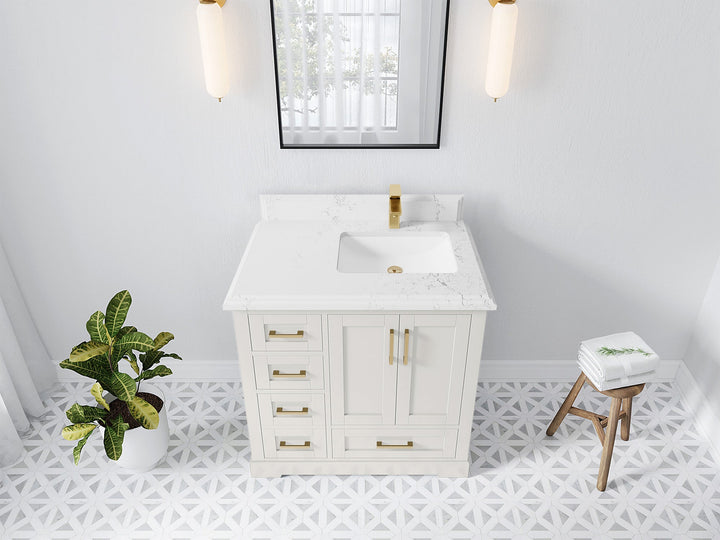 Boston 36 in. W x 22 in. D Right Offset Sink Bathroom Vanity - photo 46