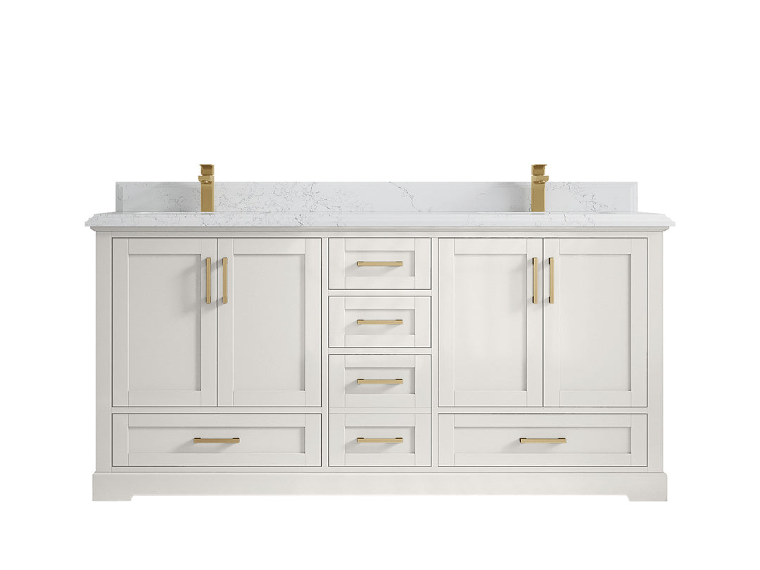 Boston 72 in. W x 22 in. D Double Sink Bathroom Vanity in Alabaster with 1.5 in Double Cove Edge Empira White Quartz Countertop