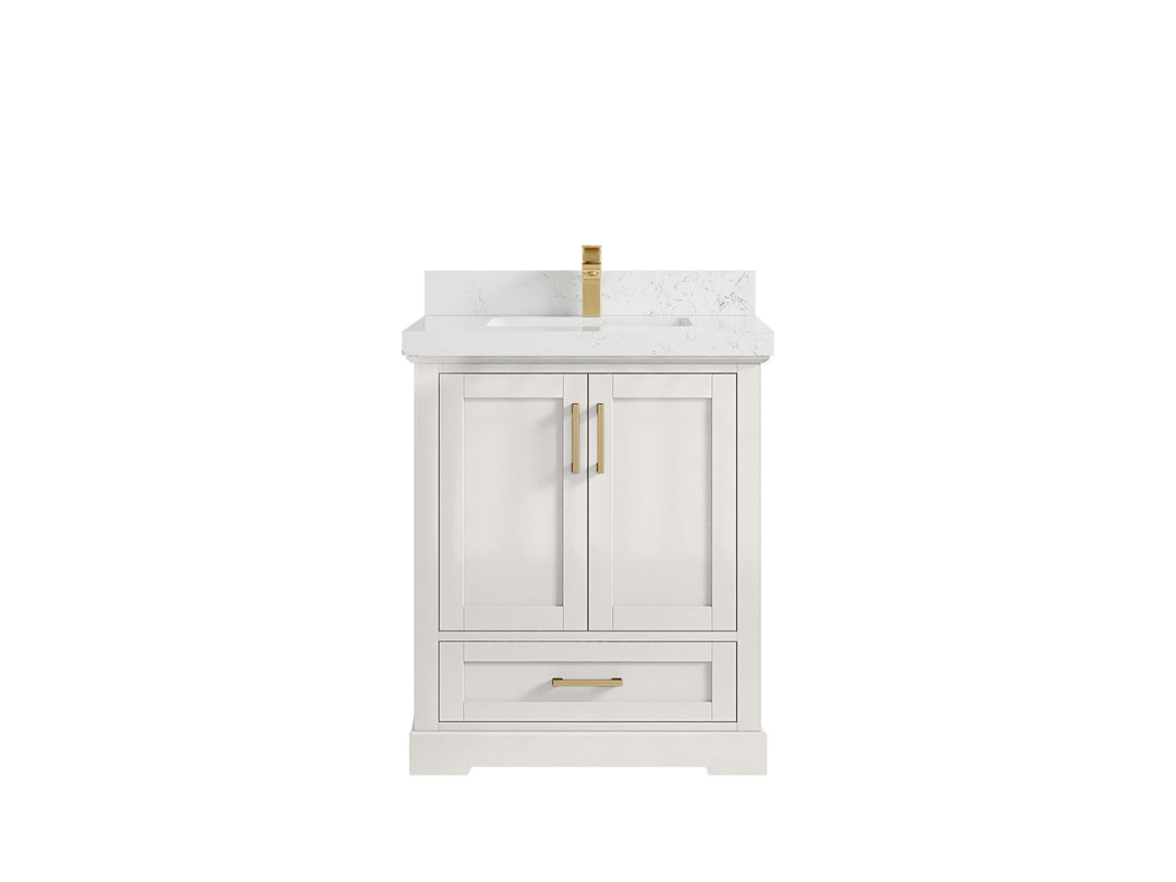 Boston 30 in. W x 22 in. D Single Sink Bathroom Vanity in Alabaster with 2 in Empira White Countertop