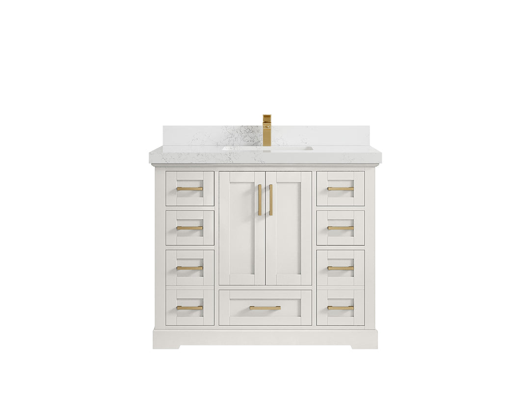 Boston 42 in. W x 22 in. D Single Sink Bathroom Vanity in Alabaster with 2 in Empira White Countertop