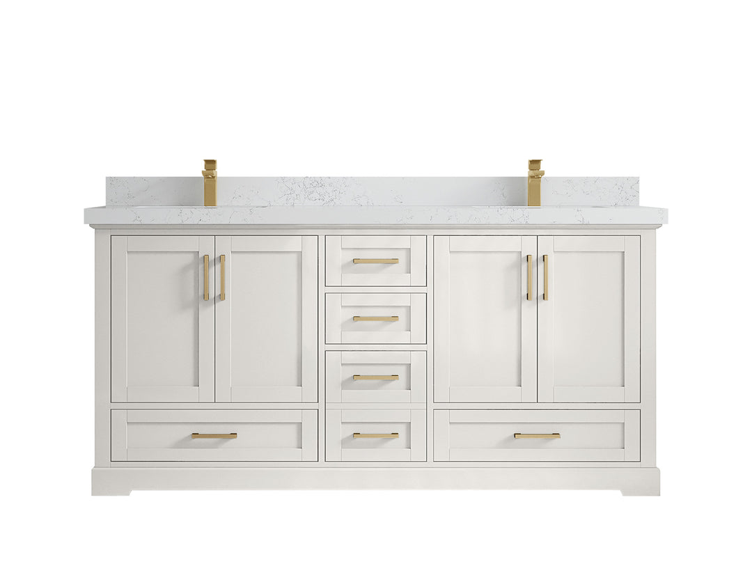 Boston 72 in. W x 22 in. D Double Sink Bathroom Vanity in Alabaster with 2 in Empira White Countertop