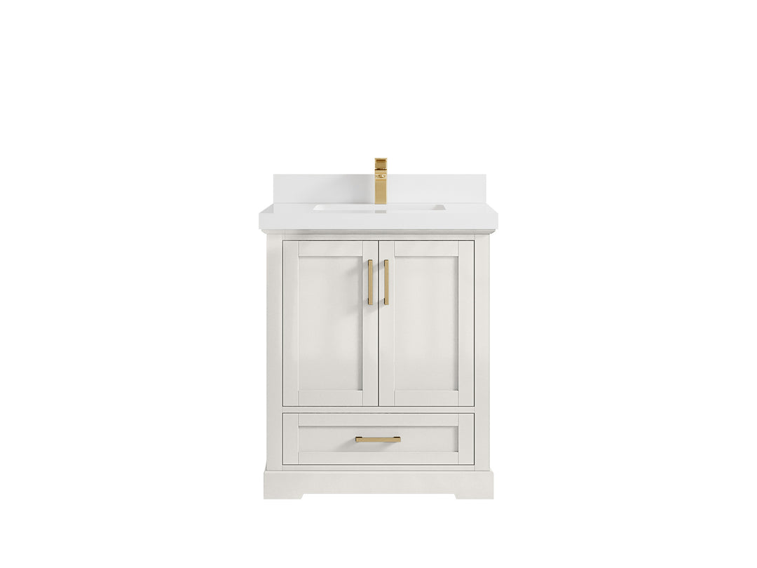 Boston 30 in. W x 22 in. D Single Sink Bathroom Vanity in Alabaster with 2 in White Quartz Countertop