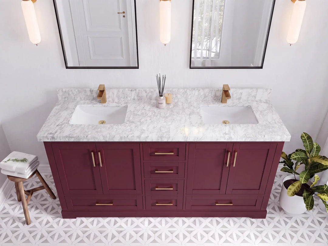 Boston 72 in. W x 22 in. D Double Sink Bathroom Vanity | 
              
                Burgundy
                
                  
             - BST_BGD_WHQZ_72D - photo №36