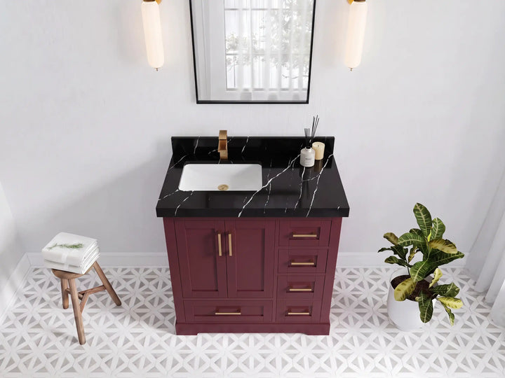 Boston 36 in. W x 22 in. D Left Offset Sink Bathroom Vanity - photo 9