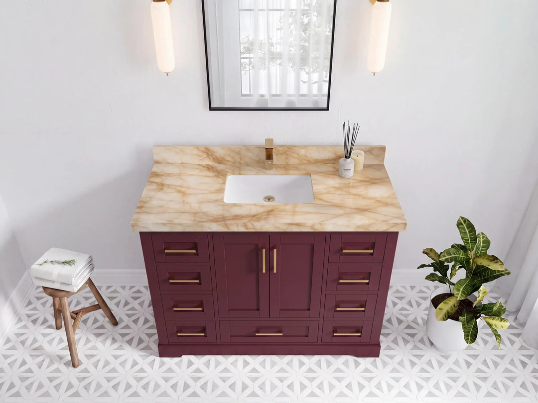 Boston 48 in. W x 22 in. D Single Sink Bathroom Vanity | 
              
                Burgundy
                
                  
             - BST_BGD_WHQZ_48S - photo №30