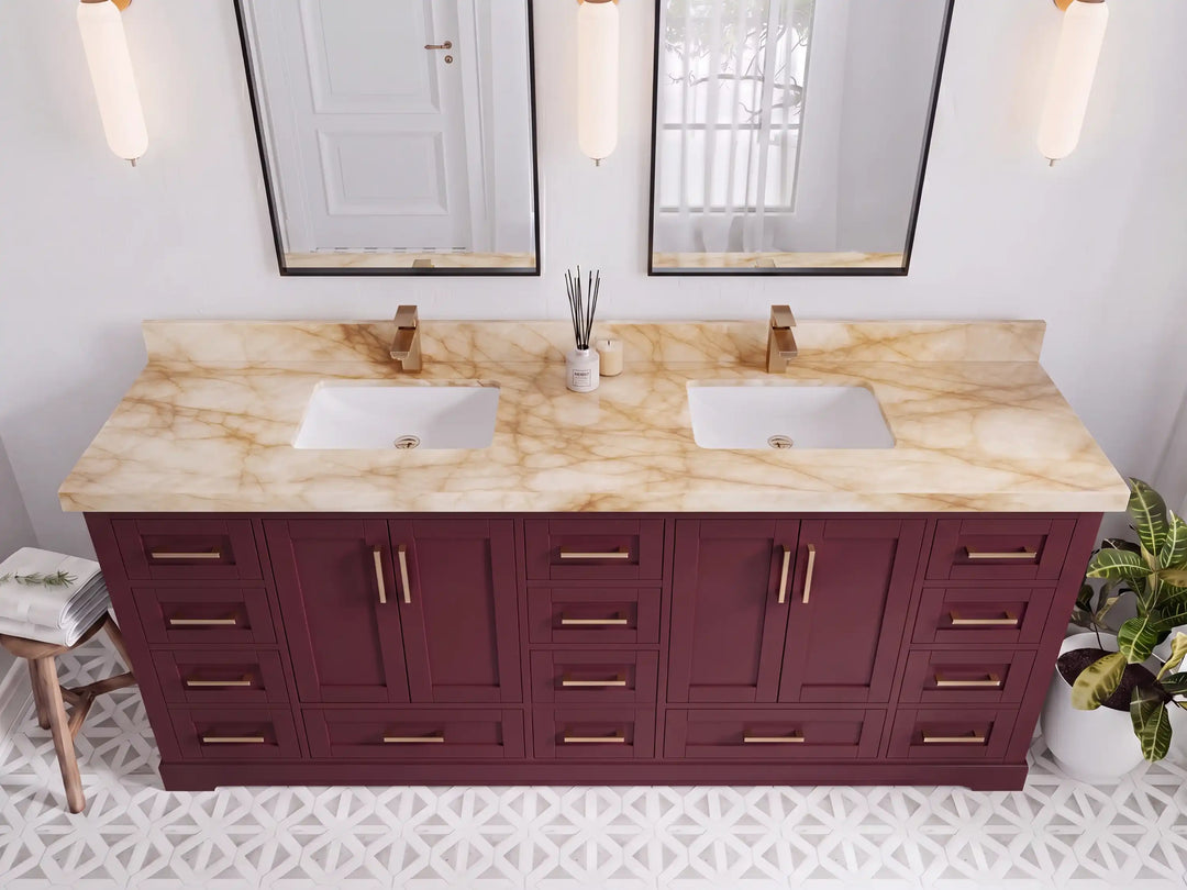 Boston 84 in. W x 22 in. D Double Sink Bathroom Vanity | 
              
                Burgundy
                
                  
             - BST_BGD_WHQZ_84 - photo №38