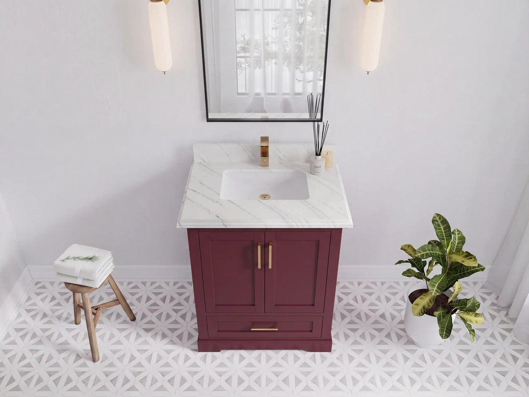 Boston 30 in. W x 22 in. D Single Sink Bathroom Vanity | 
              
                Burgundy
                
                  
             - BST_BGD_WHQZ_30 - photo №29