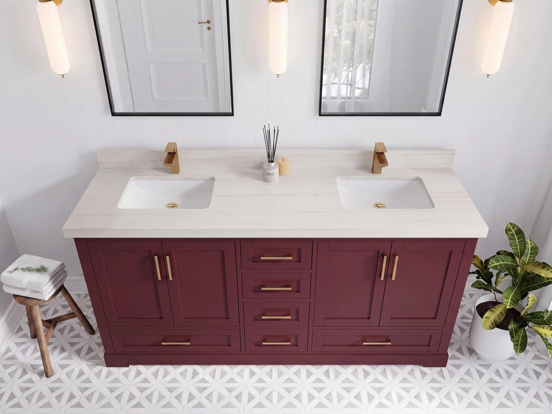 Boston 72 in. W x 22 in. D Double Sink Bathroom Vanity | 
              
                Burgundy
                
                  
             - BST_BGD_WHQZ_72D - photo №30