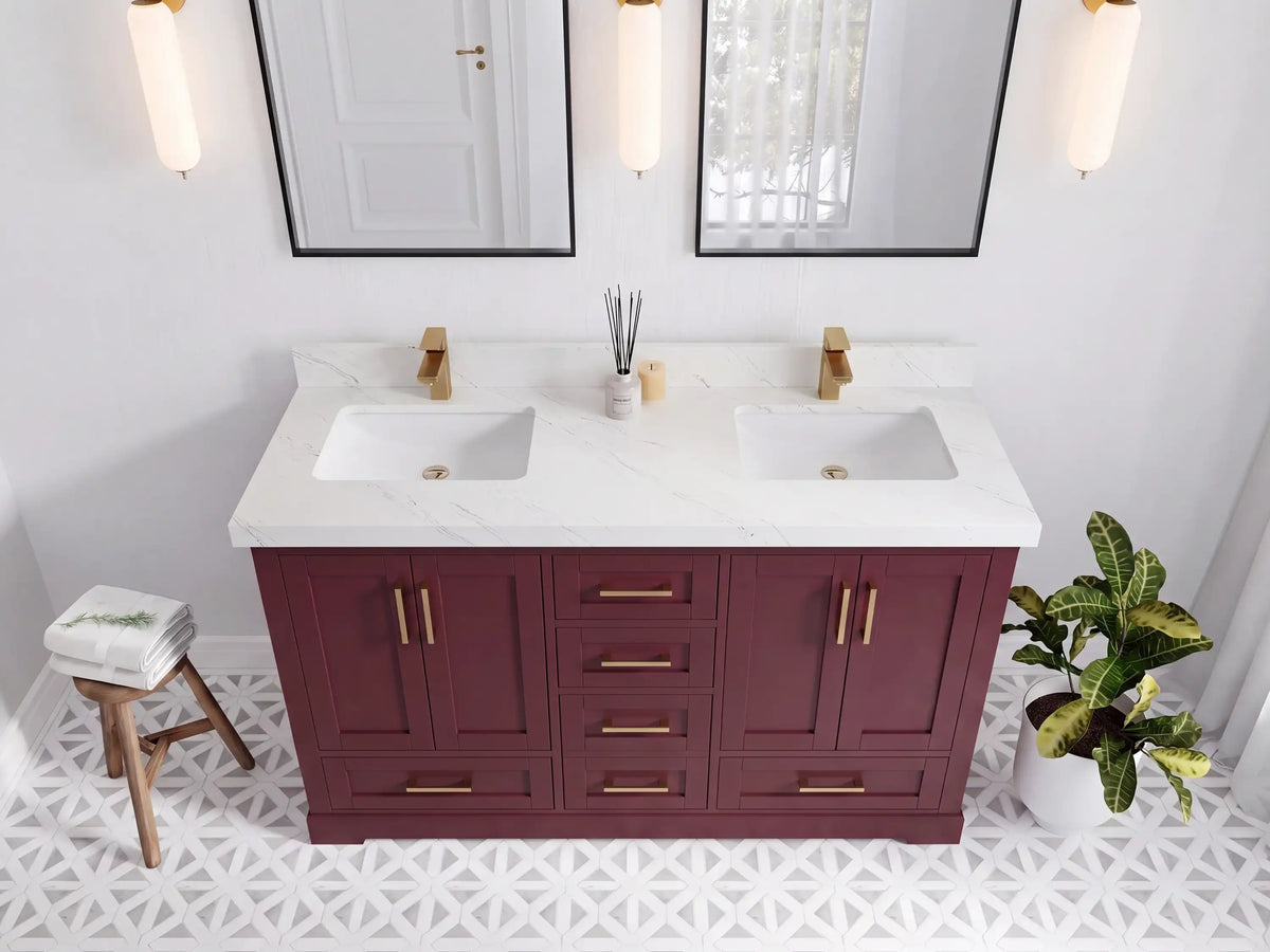 Boston 60 in. W x 22 in. D Double Sink Bathroom Vanity