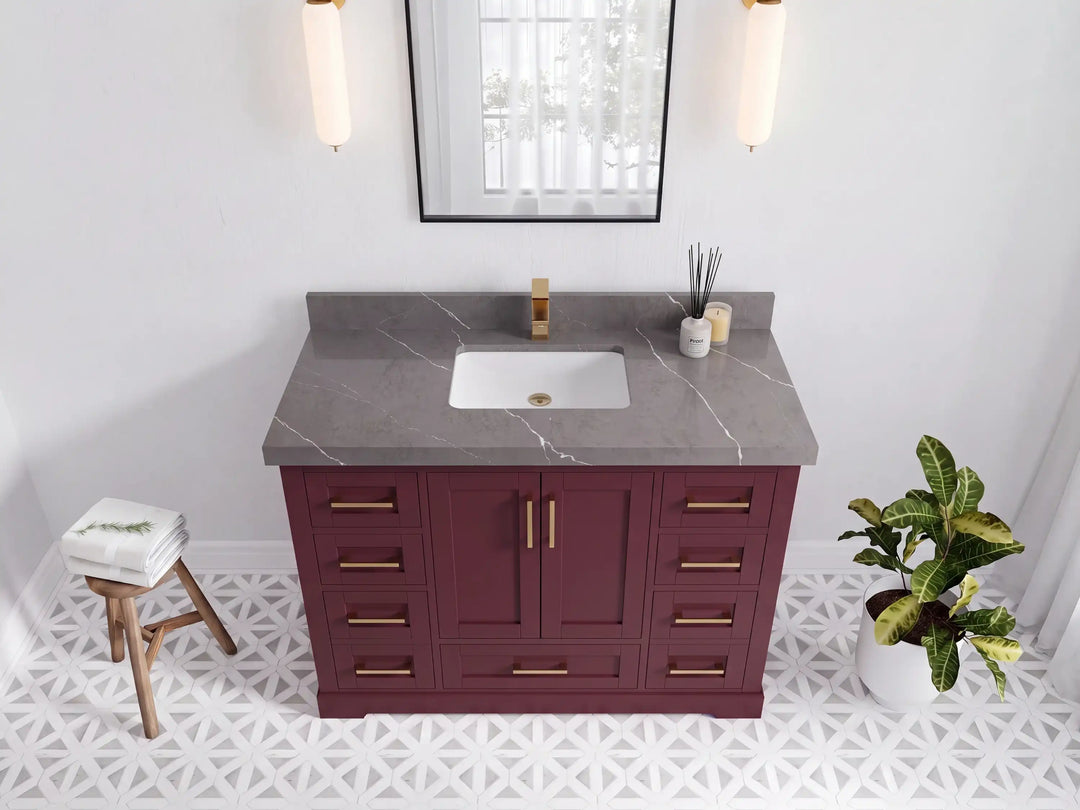 Boston 48 in. W x 22 in. D Single Sink Bathroom Vanity | 
              
                Burgundy
                
                  
             - BST_BGD_WHQZ_48S - photo №20