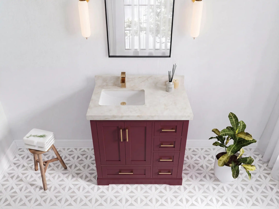 Boston 36 in. W x 22 in. D Left Offset Sink Bathroom Vanity | 
              
                Burgundy
                
                  
             - BST_BGD_WHQZ_36L - photo №34