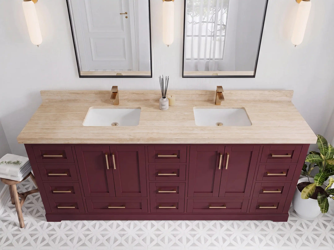 Boston 84 in. W x 22 in. D Double Sink Bathroom Vanity | 
              
                Burgundy
                
                  
             - BST_BGD_WHQZ_84 - photo №36