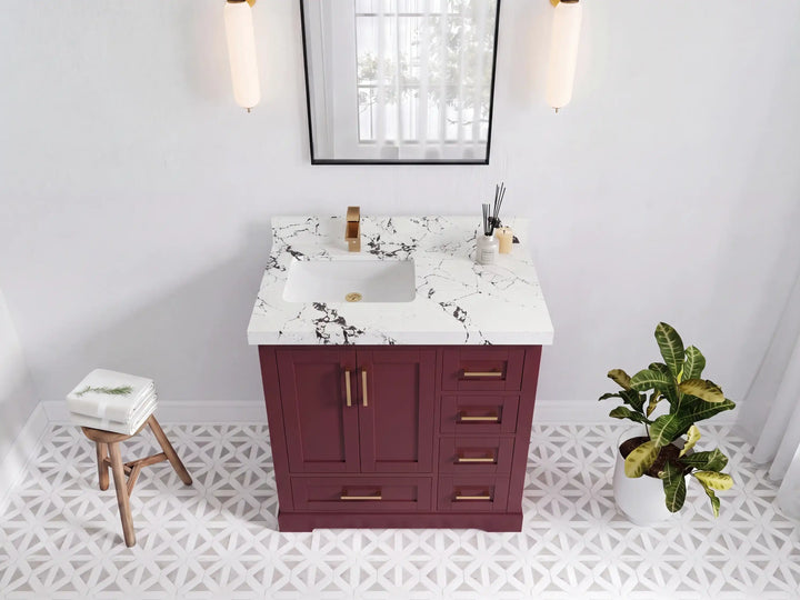 Boston 36 in. W x 22 in. D Left Offset Sink Bathroom Vanity - photo 23
