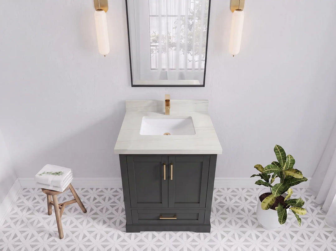 Boston 30 in. W x 22 in. D Single Sink Bathroom Vanity | 
              
                Black Top
                
                  
             - BST_BLT_WHQZ_30 - photo №12