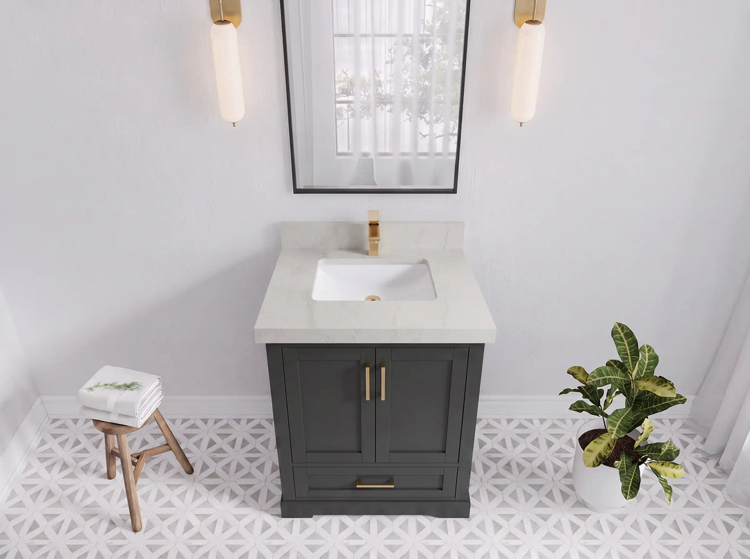 Boston 30 in. W x 22 in. D Single Sink Bathroom Vanity | 
              
                Black Top
                
                  
             - BST_BLT_WHQZ_30 - photo №14