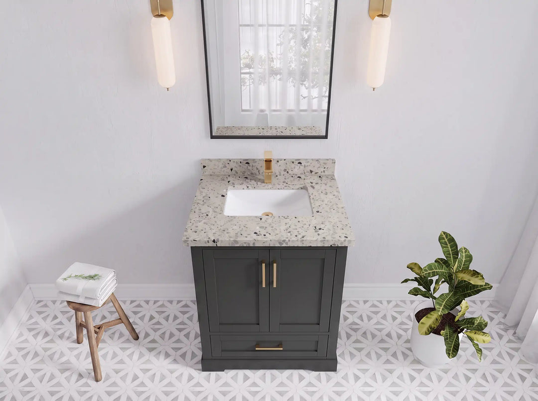 Boston 30 in. W x 22 in. D Single Sink Bathroom Vanity | 
              
                Black Top
                
                  
             - BST_BLT_WHQZ_30 - photo №19