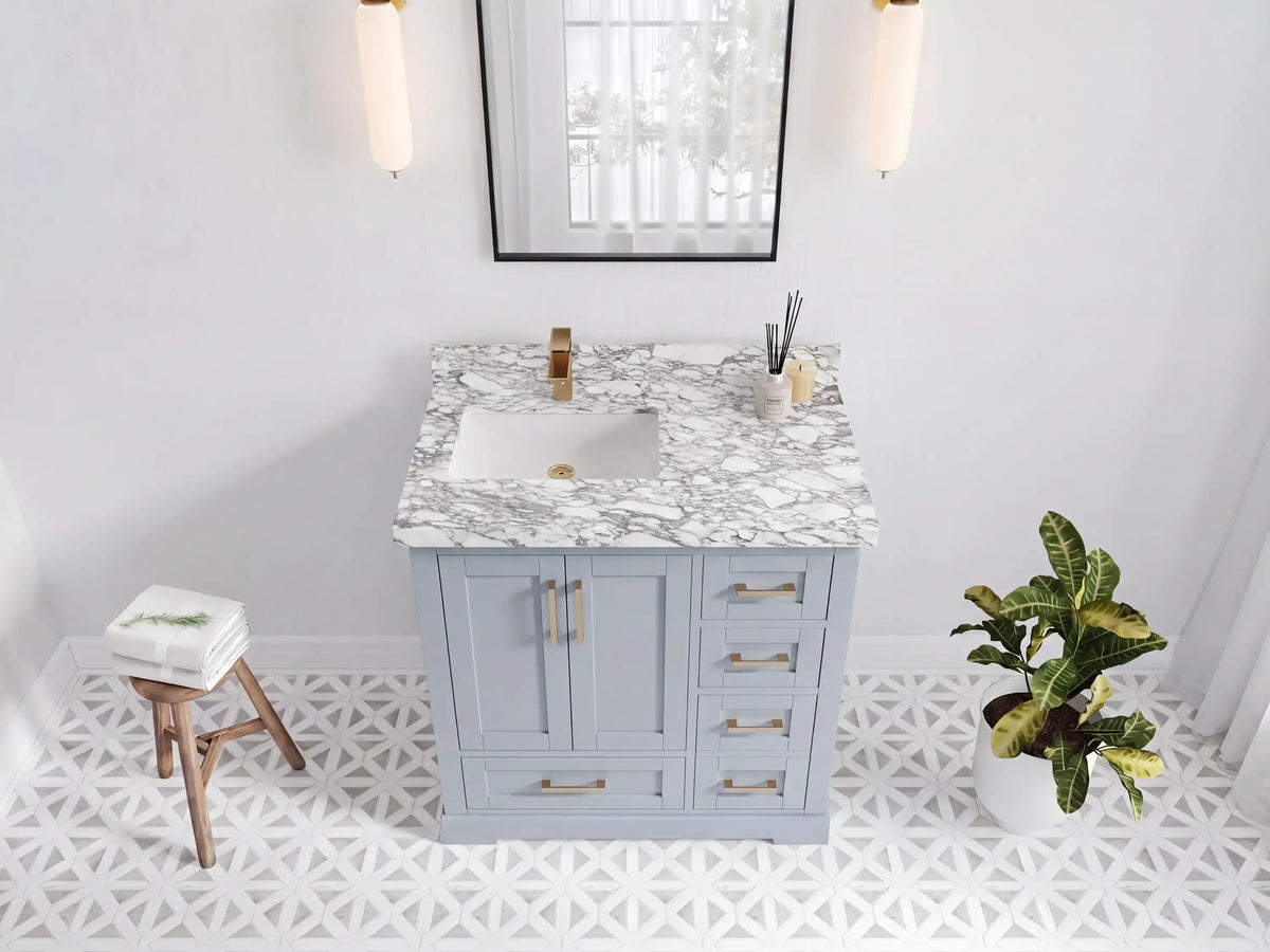 Boston 36 in. W x 22 in. D Left Offset Sink Bathroom Vanity