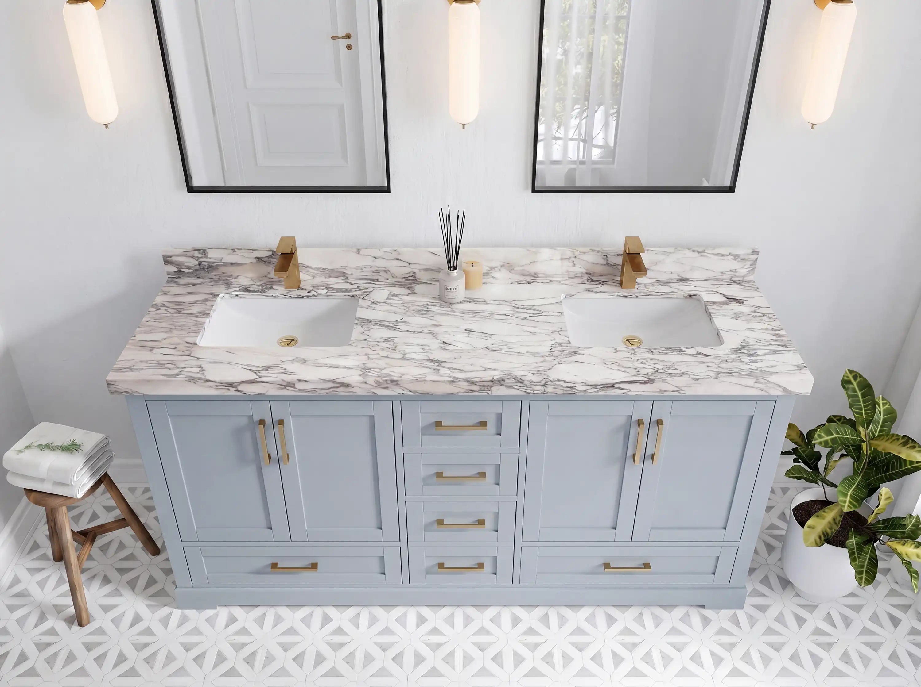 Boston 72 in. W x 22 in. D Double Sink Bathroom Vanity