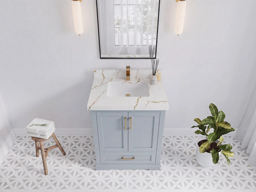 Boston 30 in. W x 22 in. D Single Sink Bathroom Vanity | 
              
                Blue Heather
                
                  
             - BST_BLU_WHQZ_30 - photo №8
