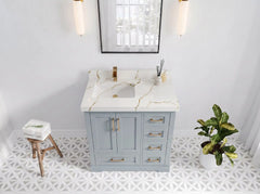 Boston 36 in. W x 22 in. D Right Offset Sink Bathroom Vanity - photo 6