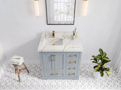 Boston 36 in. W x 22 in. D Right Offset Sink Bathroom Vanity