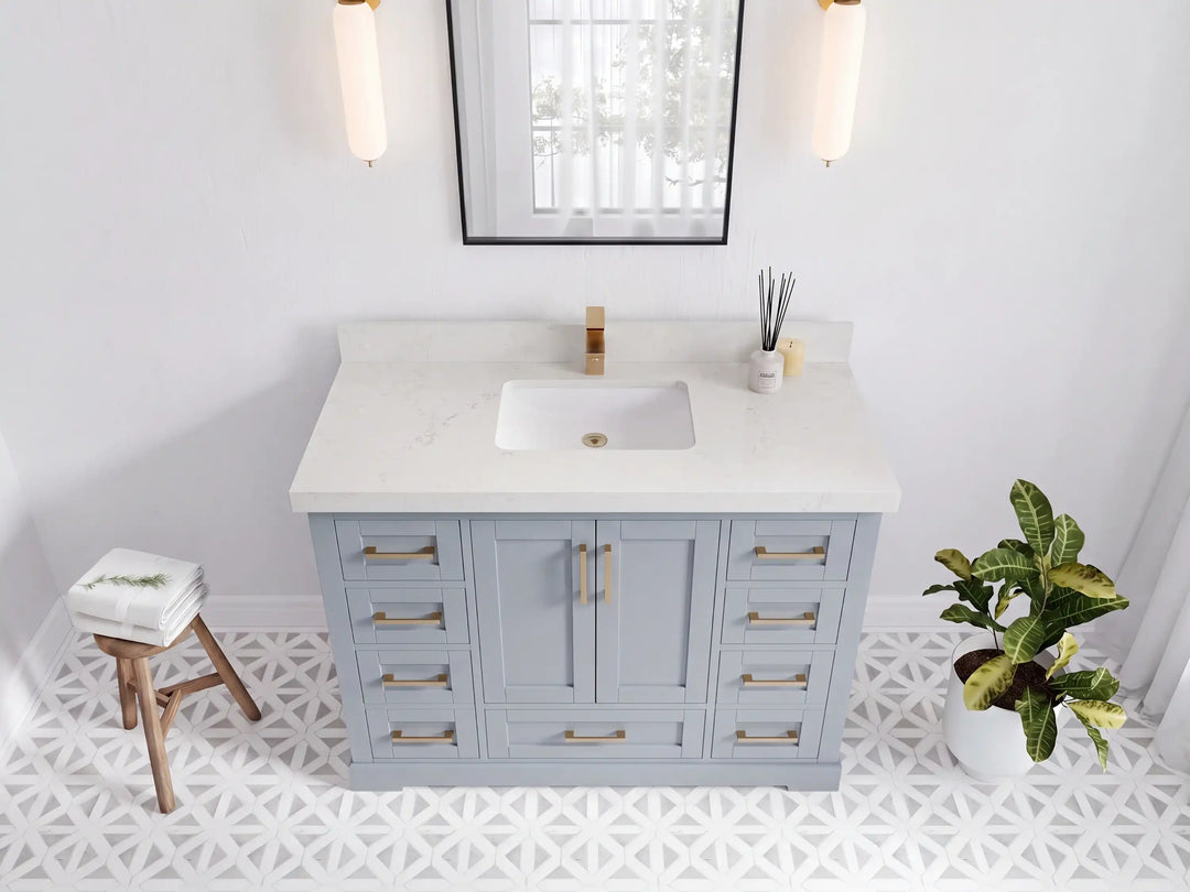 Boston 48 in. W x 22 in. D Single Sink Bathroom Vanity | 
              
                Blue Heather
                
                  
             - BST_BLU_WHQZ_48S - photo №8