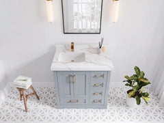 Boston 36 in. W x 22 in. D Left Offset Sink Bathroom Vanity - photo 9