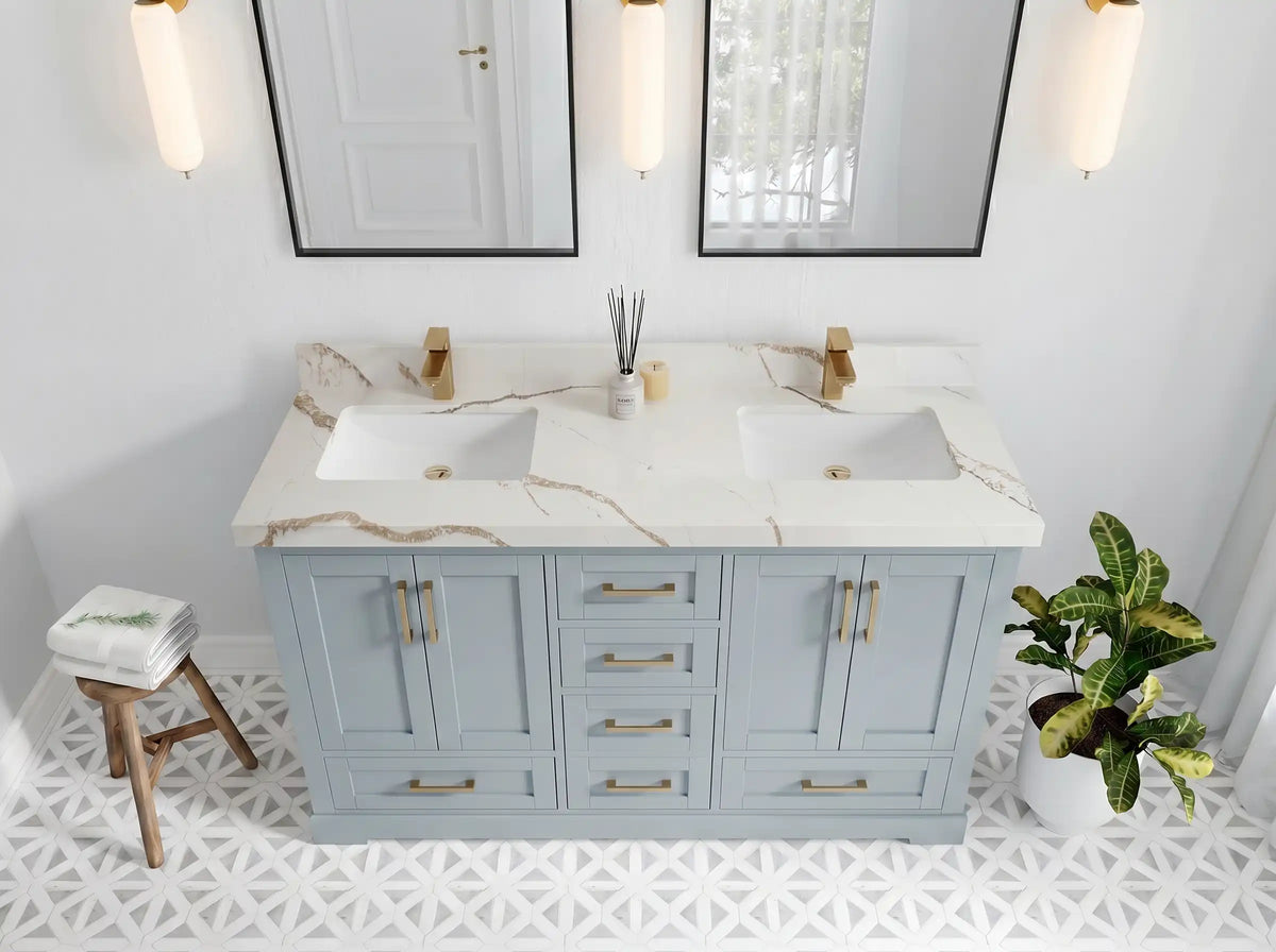 Boston 60 in. W x 22 in. D Double Sink Bathroom Vanity