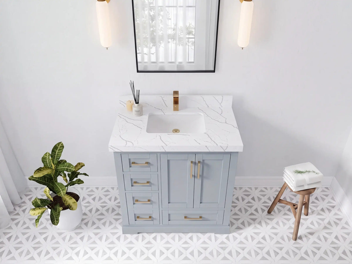 Boston 36 in. W x 22 in. D Right Offset Sink Bathroom Vanity