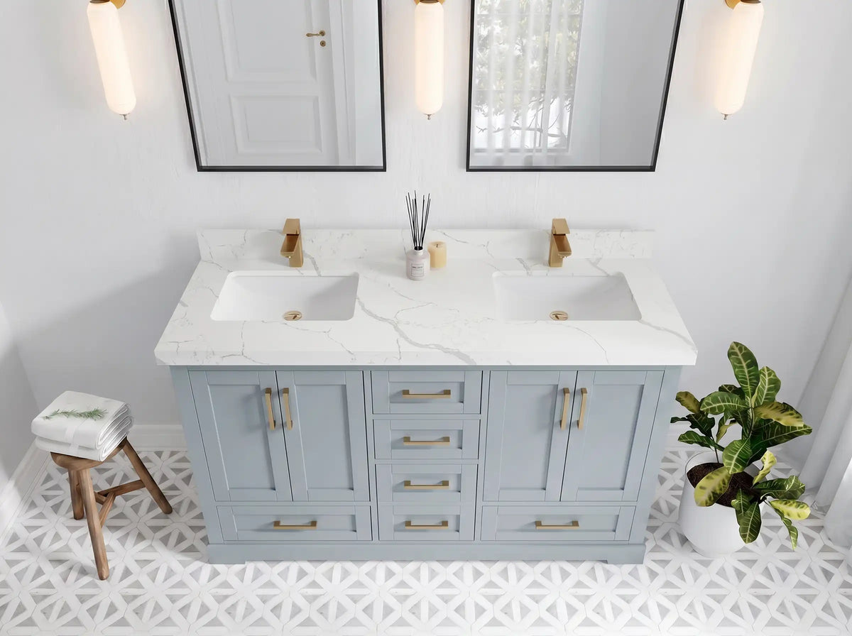 Boston 60 in. W x 22 in. D Double Sink Bathroom Vanity