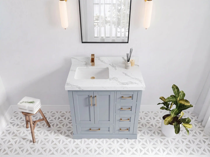 Boston 36 in. W x 22 in. D Left Offset Sink Bathroom Vanity - photo 12