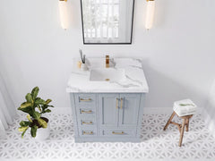 Boston 36 in. W x 22 in. D Right Offset Sink Bathroom Vanity - photo 12