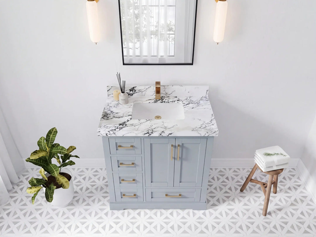 Boston 36 in. W x 22 in. D Center Sink Bathroom Vanity | 
              
                Blue Heather
                
                  
             - BST_BLU_WHQZ_36CR - photo №14