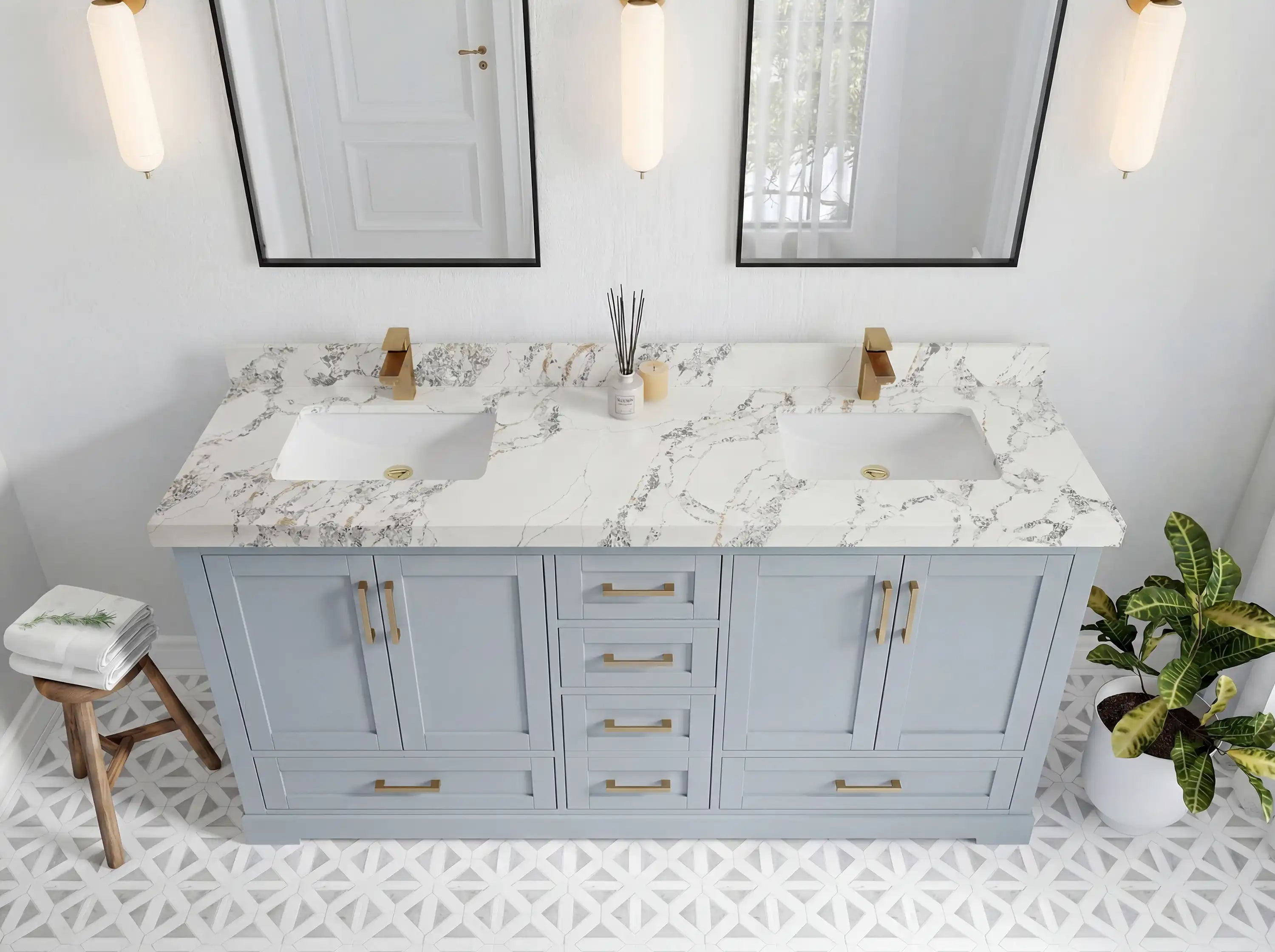 Boston 72 in. W x 22 in. D Double Sink Bathroom Vanity