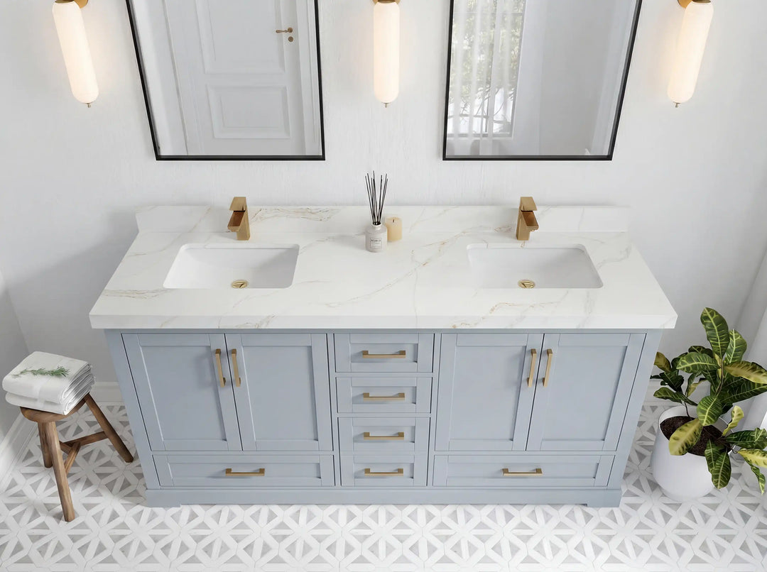 Boston 72 in. W x 22 in. D Double Sink Bathroom Vanity | 
              
                Blue Heather
                
                  
             - BST_BLU_WHQZ_72D - photo №15